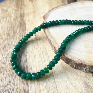 Natural Zambian Emerald Faceted Rondelle Beads, 4-6 Green Finest Emerald Cut, AAA Beads, May Birthstone, For Jewelry Making