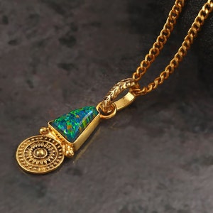Unique Design Black Opal Pendant, Fire Opal Necklace, 14k Gold Filled Necklace, October Birthstone Pendant, Minimalist Jewelry, Gift For Her