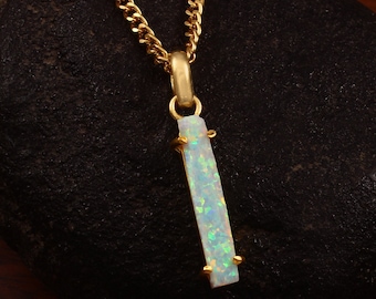 Raw White Opal Pendant Necklace/ Sterling Silver/ 14K Gold Filled, Fire Opal Raw Jewelry, October Birthstone, Christmas Gift