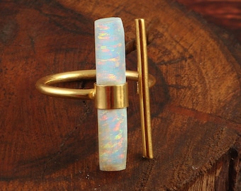 Raw Solid Opal Ring, Raw Opal Handmade Ring, October Birthstone Ring, 14K Gold Filled, Crystal Ring, Birthday Gift, Gift For Lover