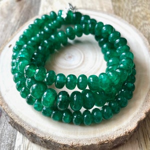 Natural Emerald Smooth Plain Rondelle, 5-9 MM, Emerald Beads, Emerald Rondelle Beads, Beaded Beads, Gemstone Beads, For Jewelry Making, etc