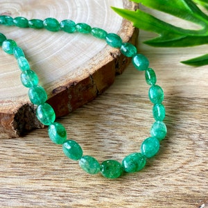 Natural Genuine Emerald Smooth Beads, Zambian Emerald Oval Shape Beads, Vivid Green Emerald Beaded Beads, Loose Emerald Beads, Gift For Her