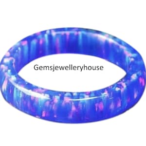 Blue Flame Solid Opal Ring, Handmade Smooth Opal Band Ring (Exclusive Item). Gift Idea, Wedding Ring, Engagement Ring, Promise Ring