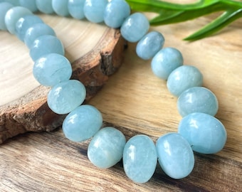 Natürliche Aquamarin Halskette, glatte Perlen Halskette, Aquamarin Perlen, 6-10 MM, handgemachter Schmuck, schöner Aquamarin Edelstein, Geschenk für sie