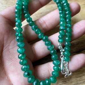 18 INCHS~AAA+ Quality Emerald Faceted Beads Necklace, 5-6 MM, Zambian Emerald Beaded Beads, Green Emerald Rondelle Beads, Gift For Her