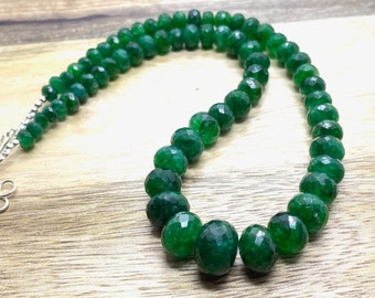 AAA+Zambian Emerald Faceted Rondelle Beads, Green Finest Emerald Cut, AAA Beads, May Birthstone, For Jewelry Making, Gift For Her