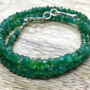 Natural Genuine Emerald Faceted Rondelle Beads, Finest Emerald Faceted Beads, AAA+ Beads, May Birthstone, For Jewelry Making