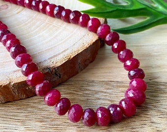 AAA+Natural Ruby Beads, Ruby Faceted beads, Nicely Faceted Ruby Beads, African Ruby Beads, Graduated Ruby Beads, July Birthstone