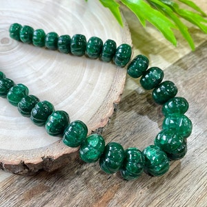 Emerald Rondelle Carved Beads, Natural Green Emerald Carving Beads, Gemstone Beads, Emerald Loose Beads, Gift For Her 6-11 MM For Jewelry