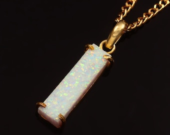 Raw White Opal Pendant Necklace/ Sterling Silver/ 14K Gold Filled, Fire Opal Raw Jewelry, October Birthstone, Christmas Gift