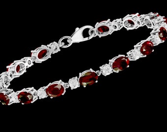 AAA+Natural Ruby Bracelet, 925 Sterling Silver, July Birthstone, Anniversary Gift, Gemstone Bracelet, Ruby Jewelry For Gift, Gift For Him