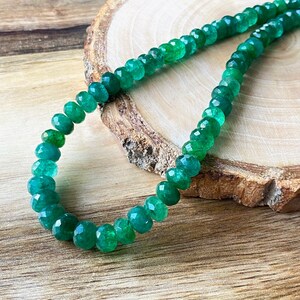Natural Zambian Emerald Faceted Rondelle Beads, Green Finest Emerald Cut, AAA Beads, May Birthstone, For Jewelry Making