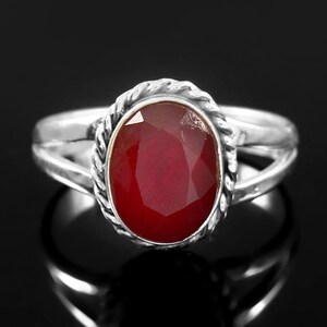 Natural Genuine Ruby Ring, 925 Sterling Silver, Ruby Oval Gemstone Ring, Engagement Ring, Minimalist Ring, Statement Ring, Gift For Her