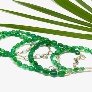 Natural Emerald Beads Bracelet , Green Emerald Oval Beads Bracelet, Beaded Bracelet, May Birthstone, Top Quality Emerald Jewelry, Gift