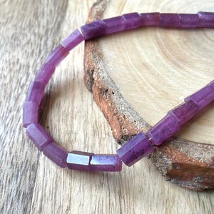 Naszyjnik z koralików z naturalnego rubinu w kształcie ołówka o jakości AAA, rozmiar 7-10 mm, wykonany z drogocennych rubinowych koralików, 100% naturalny, gładko polerowany naszyjnik z rubinu,