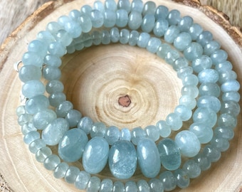 Natürliche Aquamarin Glatte Perlen Halskette, Aquamarin Perlen Perlen, Handgemachter Schmuck, Schöner Aquamarin Edelstein, Geschenk Für Sie
