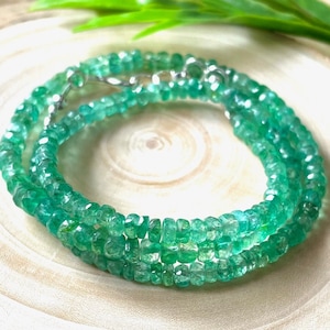 Top Quality Zambian Emerald Beads, Green Emerald Rondelle Shape Beads, Handmade Faceted Polished Beads, 3-4 MM, May Birthstone, Gift For Her