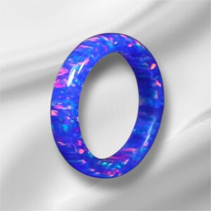 Fire Opal Ring, Thin Pure Blue Opal Band, Opal Ring, Obsidian finish Urban Modern Opal Ring, Wedding Rings, Gift For Lover, Birthday Gift