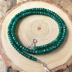 Fine Quality Dark Emerald Faceted Rondelle Beads, Emerald Faceted Beaded Necklace, 4-5 MM, May Birthstone Gift, Gift for Her