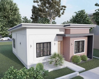 Plano de casa / Plano de casa de 8x9 metros / Plano de casa pequeña de 2 habitaciones / Casa de 1 piso con azotea