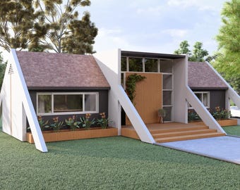 Plano de casa / Plano de casa de 5x15 metros / Plano de casa pequeña de 2 habitaciones / Casa de 1 piso