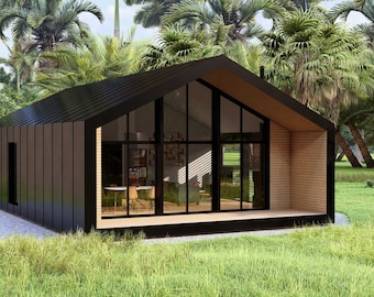 Plano de casa / Plano de casa de 8x10 metros / Plano de casa pequeña de 3 habitaciones / Casa de 1 piso con azotea