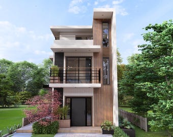 タイニーハウスのフロアプラン | 4x7メートルのハウスプラン | 2ベッドルームの小さなハウスプラン | 3階建て住宅