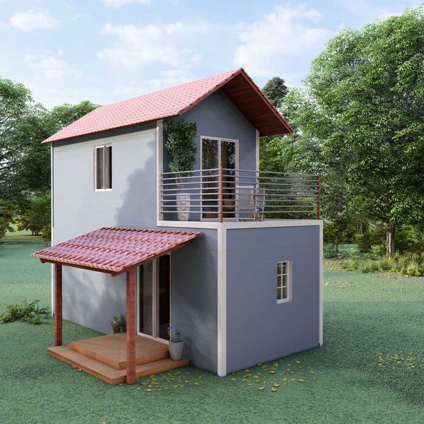 3x8 Meters Tiny House Floorplan 1 Bedroom Small House Plan 2 Story