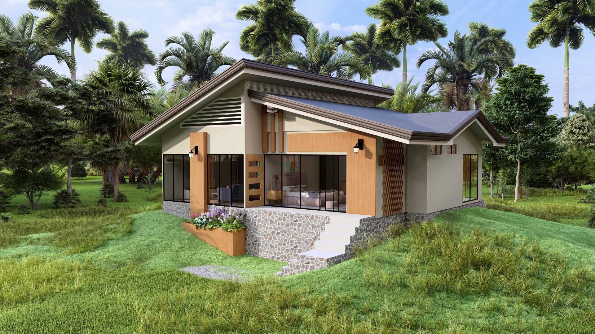 Small House Floorplan | 10x11 Meters House Plan | 2 Bedroom House Plan | 1 Story House