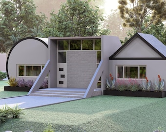 Plano de casa / Plano de casa de 5x15 metros / Plano de casa pequeña de 2 habitaciones / Casa de 1 piso