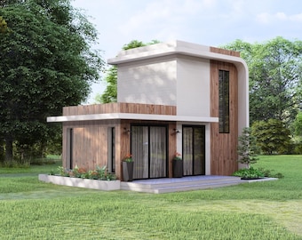 Plan d'étage d'une petite maison | Plan de maison de 4 x 7 mètres | Plan de petite maison 1 chambre | Maison à 2 étages