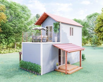 Tiny House Floorplan | 4x9 Meters House Plan | 1 Bedroom Small House Plan | 2 Story House
