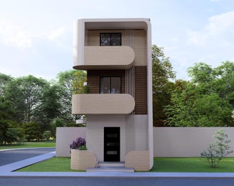 タイニーハウスのフロアプラン | 4x7メートルのハウスプラン | 2ベッドルームの小さなハウスプラン | 3階建て住宅
