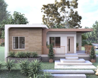 Plano de casa / Plano de casa de 10x10 metros / Plano de casa pequeña de 2 habitaciones / Casa de 1 piso