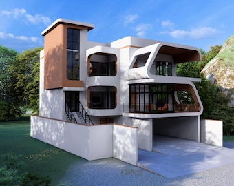 Modernes Haus Grundriss | 11x16 Meter Haus Plan | 5 Schlafzimmer Modernes Haus Plan | 3-stöckiges Haus