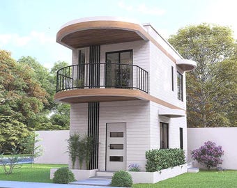 タイニーハウスのフロアプラン | 4x7 メートルのハウスプラン | 2 ベッドルームの小さなハウスプラン | 2 階建ての家