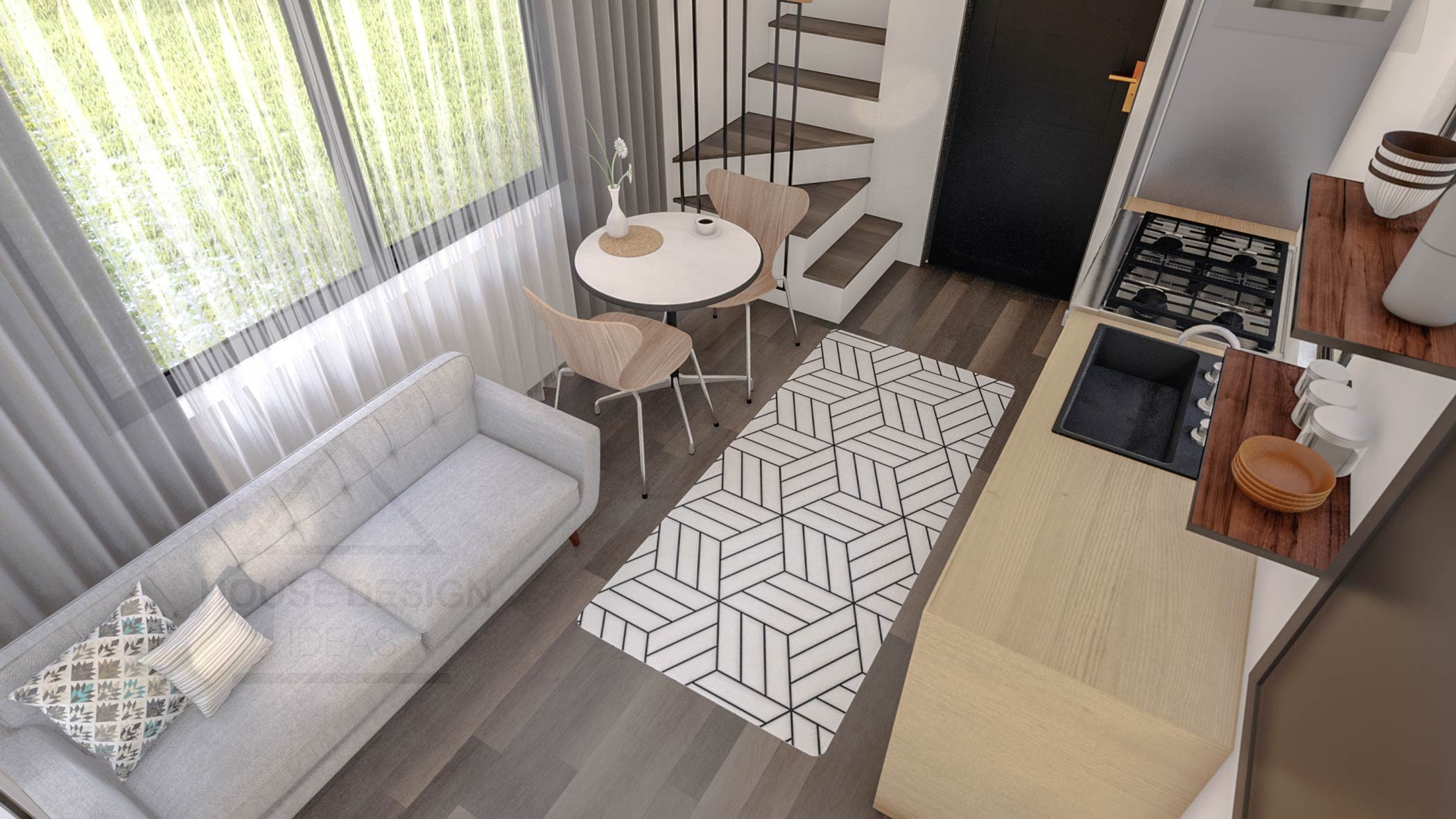 Tiny House Floorplan 1 Bedroom Small House Plan 2 Story - Etsy