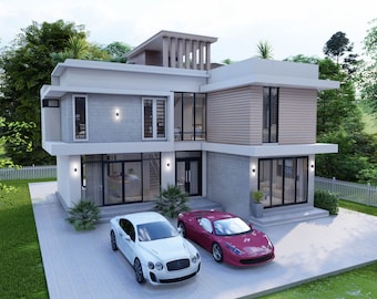 Plano de casa / Plano de casa de 11x12 metros / Plano de casa de 4 habitaciones / Casa de 3 pisos