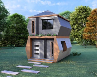 Plano de casa pequeña / Plano de casa de 4x6 metros / Plano de casa pequeña de 1 dormitorio / Casa de 2 pisos