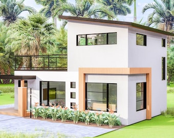 Planimetria della casa / Planimetria della casa di 6x9 metri / Planimetria di una piccola casa con 2 camere da letto / Casa a 2 piani