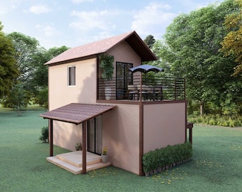 Tiny House Floorplan | 4x9 Meters House Plan | 1 Bedroom Small House Plan | 2 Story House