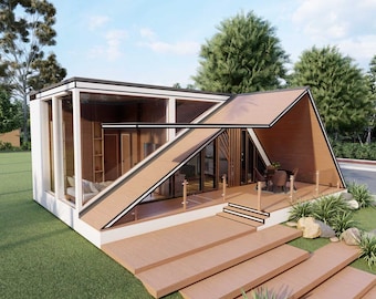 Plano de casa / Plano de casa de 8x9 metros / Plano de casa pequeña de 1 dormitorio / Casa de 1 piso