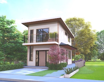 Tiny House Floorplan | 4x7 Meters House Plan | 2 Bedroom Small House Plan | 2 Story House