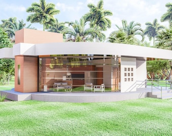 Plano de casa / Plano de casa de 12x12 metros / Plano de casa pequeña de 1 dormitorio / Casa de 1 piso