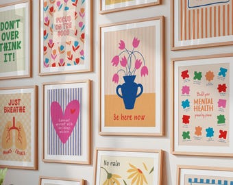 Mental Health Posters Bundle, Therapy Office Decor, 11 Trendy Inspirational Quotes, Affirmation Art, Counseling Prints, Digital Download N04