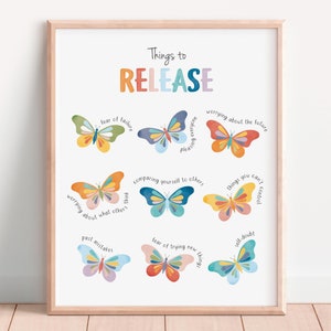 Things To Release, Mental Health Poster, Therapist Office Decor, Coping Skills, School Counselor, Growth Mindset, CBT