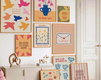 9 Mental Health Wall Art Prints, Therapy Office Decor, Positive Affirmations, Inspirational Posters, Dopamine Posters, Digital Download N06