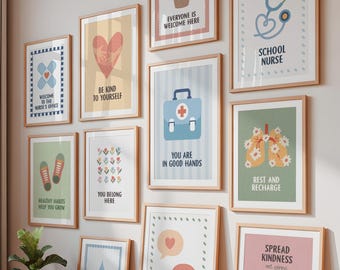12 Printable School Nurse Wellness Posters: Kids Health Office & Clinic Wall Decor, Digital Download N31