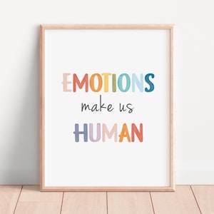 Emotions Make Us Human Poster, Positive Affirmation, Growth Mindset, Classroom Decor, Mental Health, Therapy Office, Digital Download