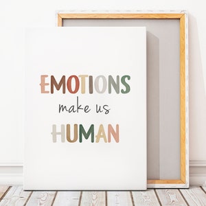 Emotions Make Us Human Poster, Positive Affirmation, Growth Mindset, Classroom Decor, Mental Health, Therapy Office, Digital Download